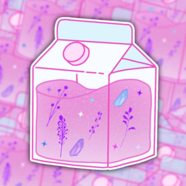 Pegatina troquelada estética de cartón de leche rosa para venta al por mayor de Annie's paper studio