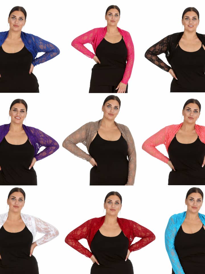 3143 Floral Lace Bolero Shrug – Elegant Plus Cover-Up for wholesale by NOUVELLE