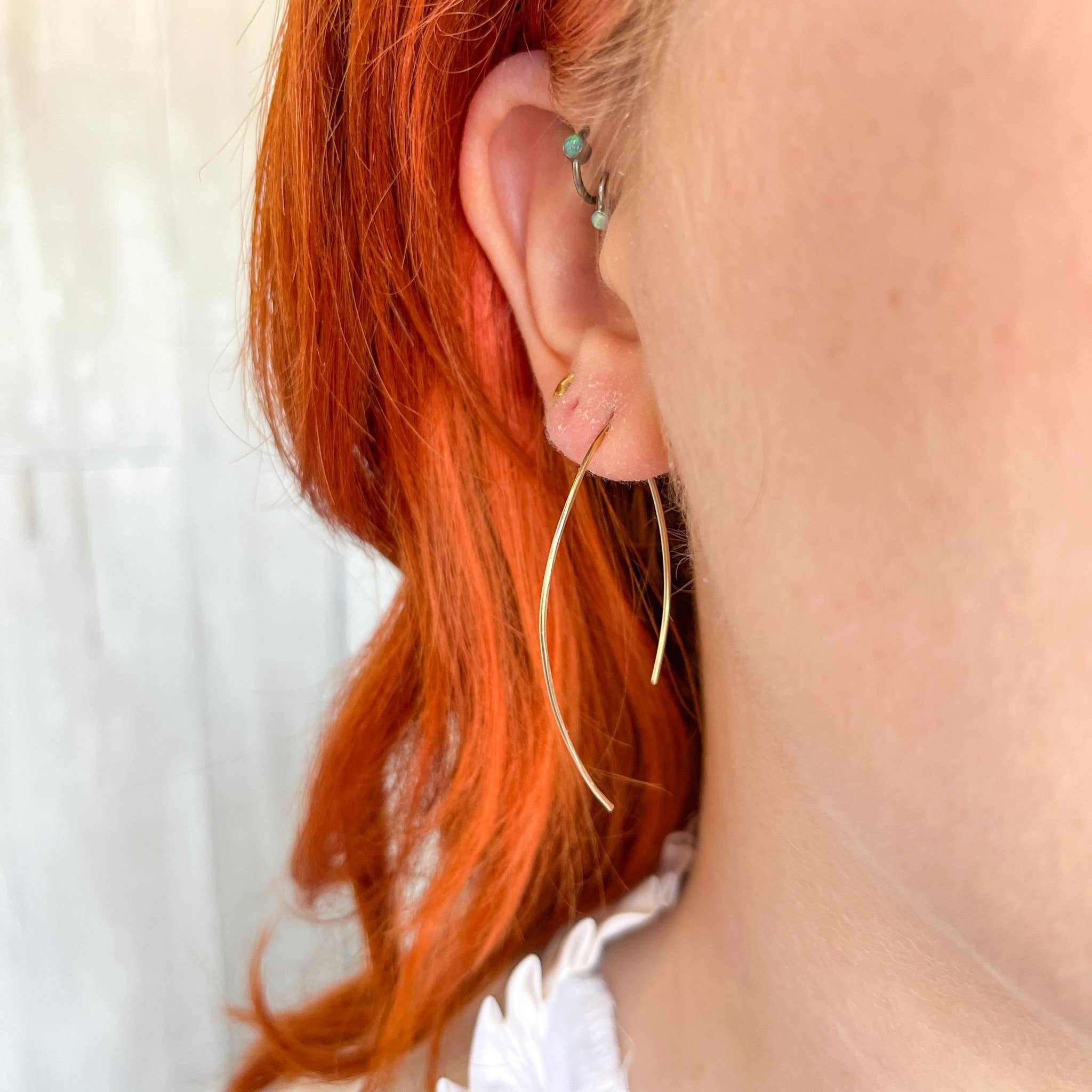 Red Giraffe Designs - Wholesale Dangle Earrings - Minimalist Asymmetric Wire Arch Earrings3