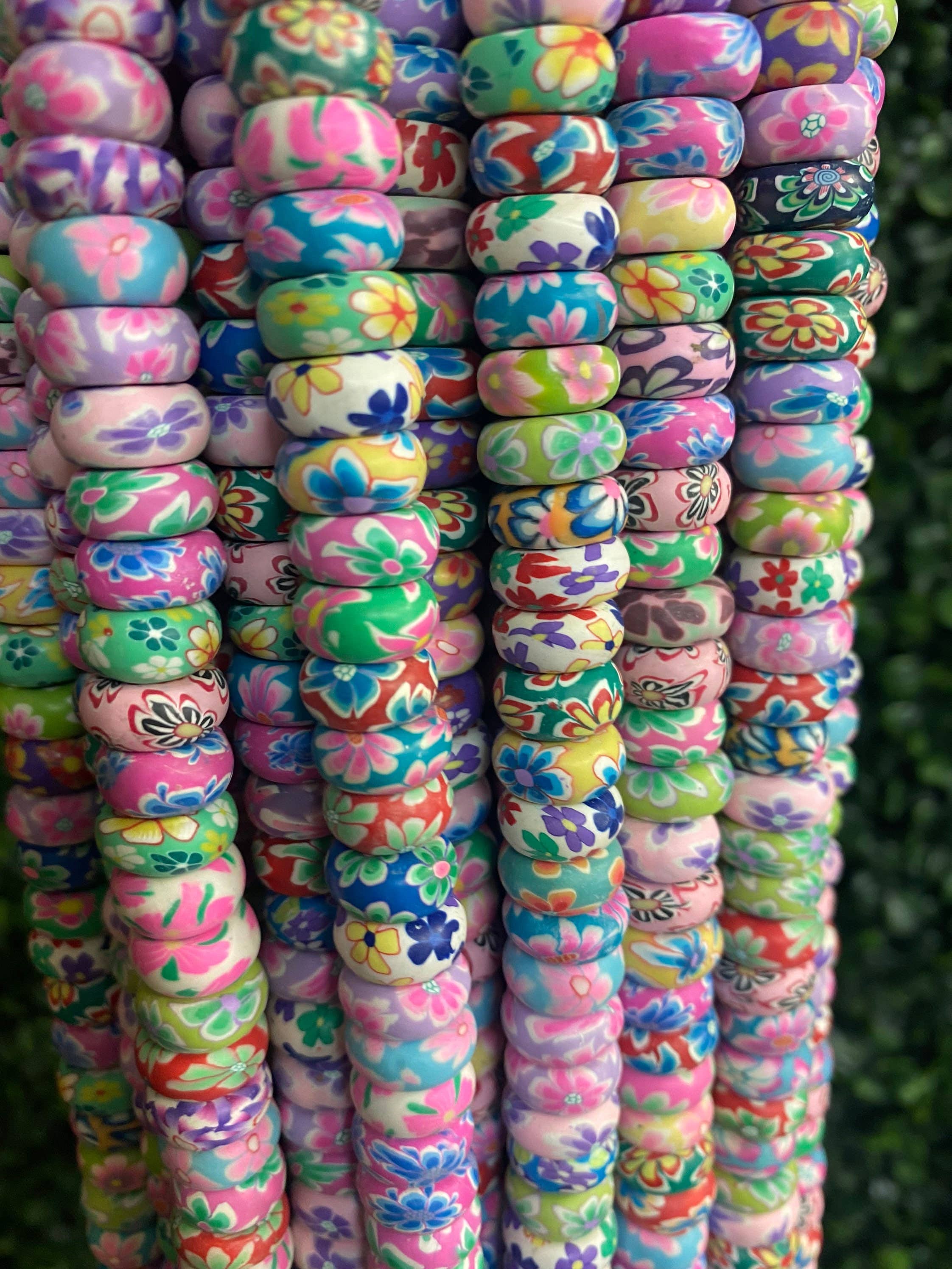 The Bead Bazaar - Wholesale Beads - Bright Flower Beads, 90's Boho Accent Rondelle Flower Beads, Colorful Strand of Flower Beads, Kids DIY Jewelry For Bracelet, Flower Accent Beads2