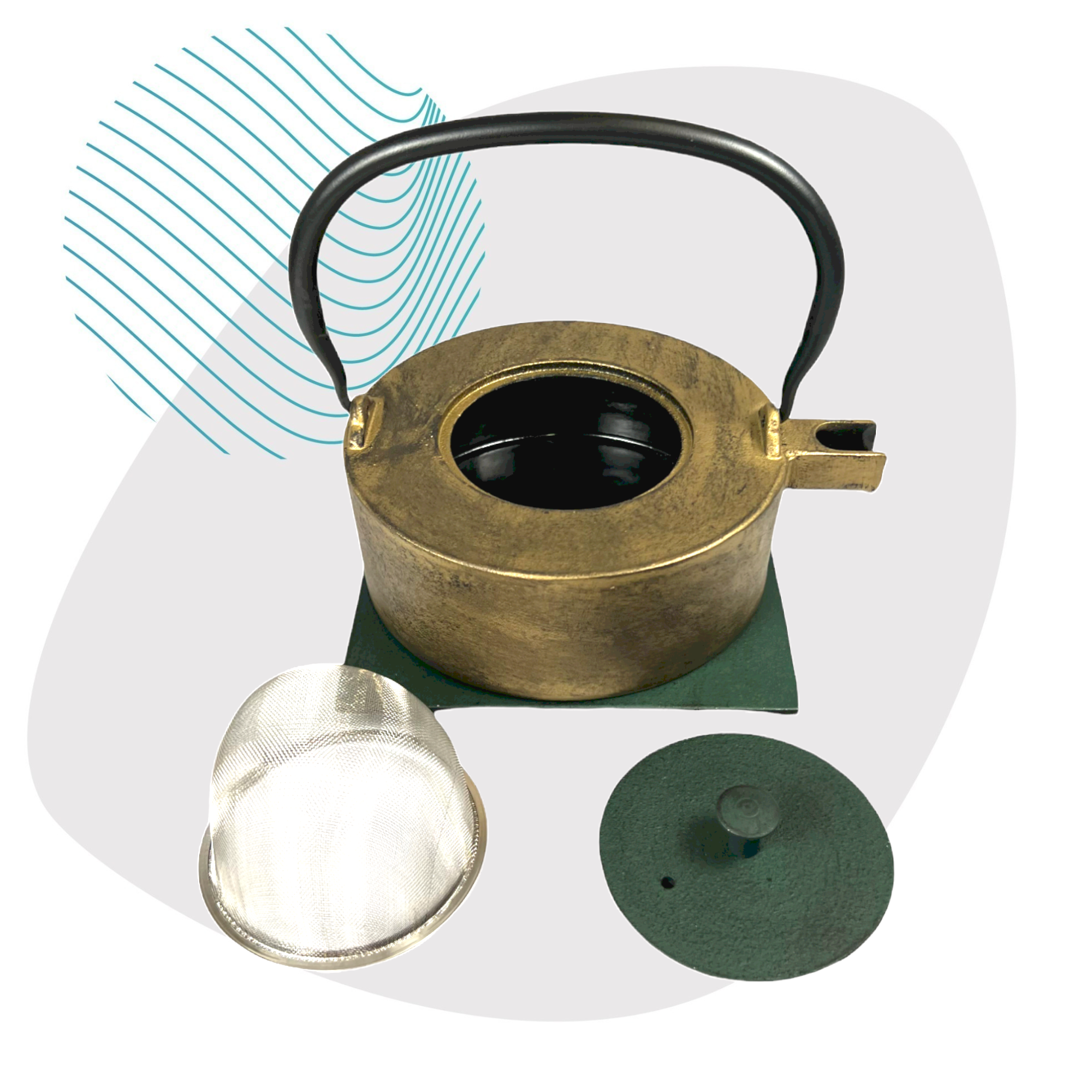 Ja-Unendlich – Engroshandel Tekande – Heii Na støbejern tekande, 0,8 l guld1