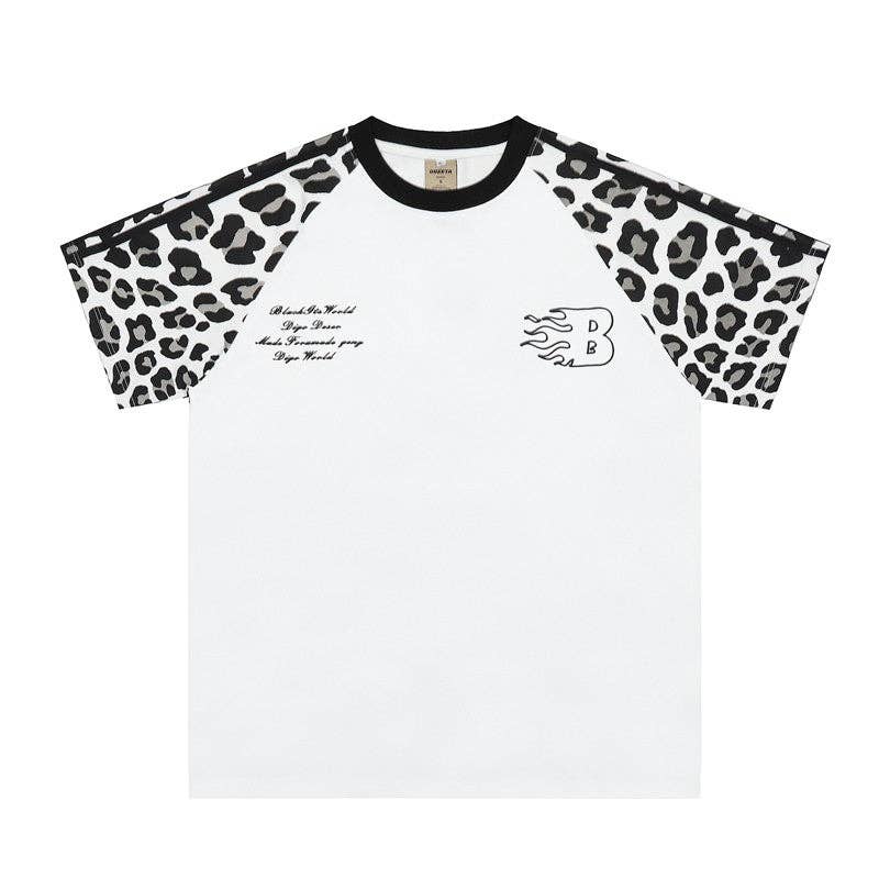 OceanusSwim – wholesale Screen printed t-shirt – Women′s – Leopard Print Spliced Raglan Sleeve T-Shirt1