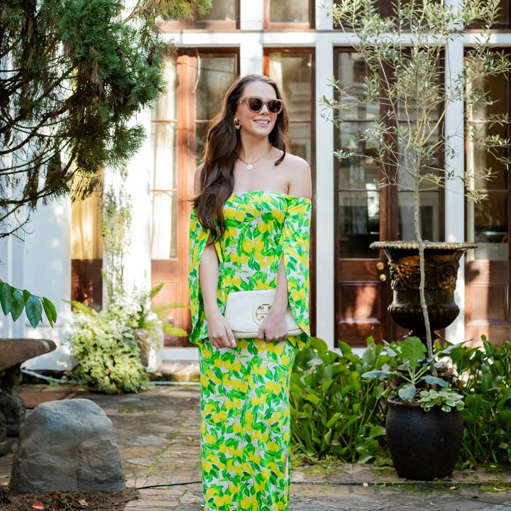 Vestido Comprido de Malha Ashby Ombro a Ombro com Frente Aberta e Manga 3/4 Tipo Morcego por atacado de La Mer Luxe