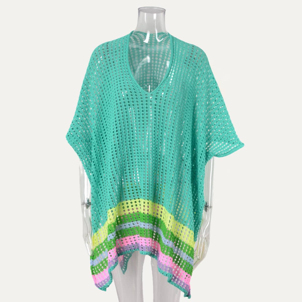 The Moment Collection – wholesale Strandkläder – Dam – Seaside Resort Regnbåge Mångfärgad Virkad Simma Cover-Up6