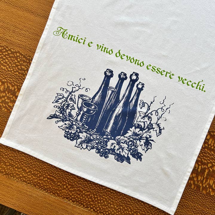 Jump That Moon – wholesale Tea towel – Friends and Wine dish towel4