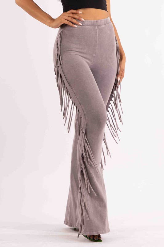 5besties inc - Wholesale Pants - Women's - Mineral Wash Fringe Detail Pants10