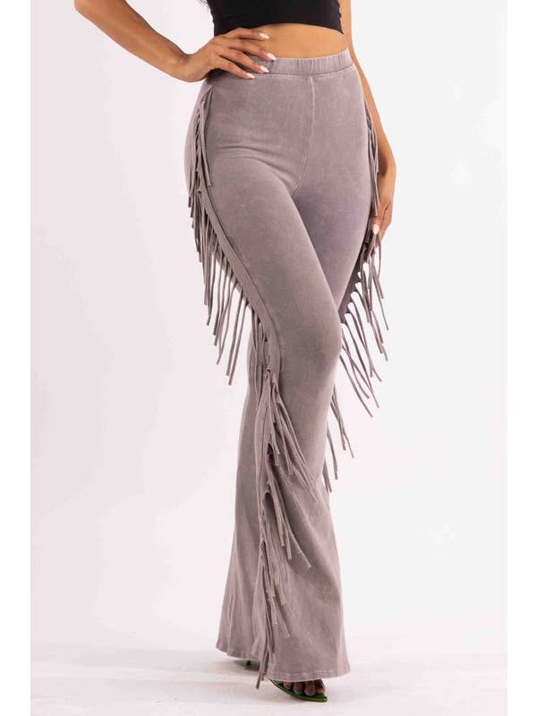 5besties inc - Wholesale Pants - Women's - Mineral Wash Fringe Detail Pants10