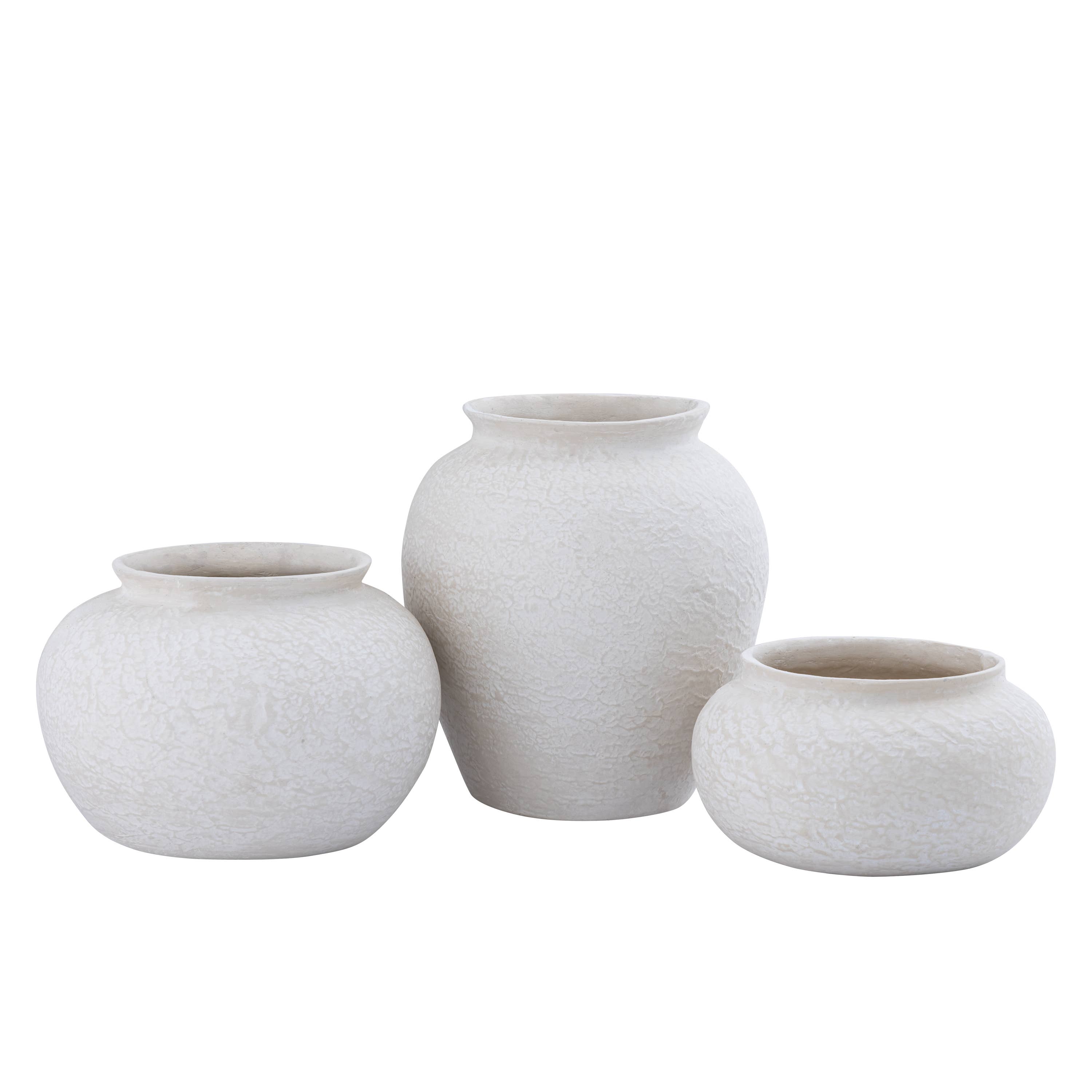 Paper Mache Plant Pot Natural White Dia 12.40" for wholesale on Faire3