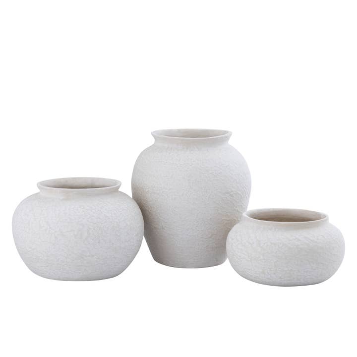 Paper Mache Plant Pot Natural White Dia 12.40" for wholesale on Faire3