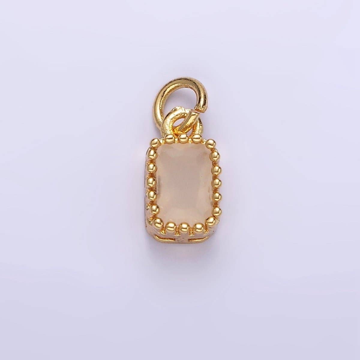 Aim Eternal - Wholesale Individual Charm/Pendant - 16K Gold Filled Multifaceted Birthstone CZ Rectangle Personalized Charm | N1074 - N10824