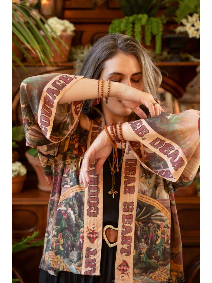 Market of Stars - Wholesale Kimono - Women's - Courage Dear Heart Pixie Duster Crop Kimono w/ Sacred Heart
