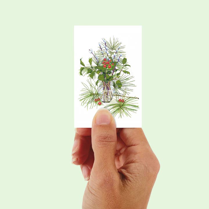 Vivid Cottage - Wholesale Season's Greetings Card - Gift Enclosure Card - Winter Pine Bouquet