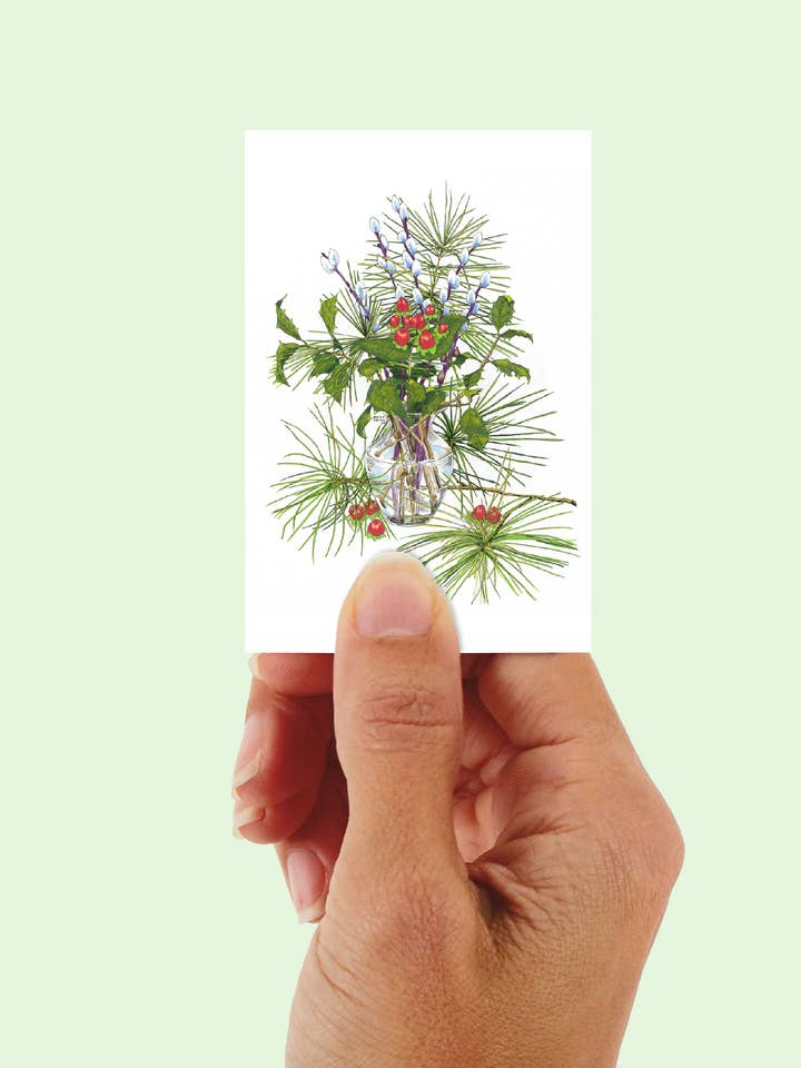 Gift Enclosure Card - Winter Pine Bouquet for wholesale by Vivid Cottage