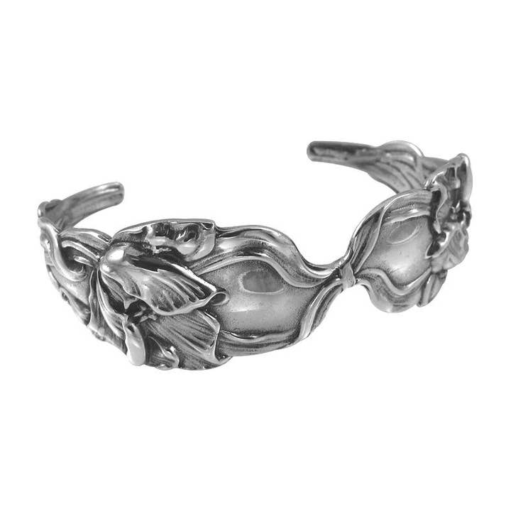 Manchette à cuillère à sel en argent sterling Swirl Leaf pour la vente par G2 Silver
