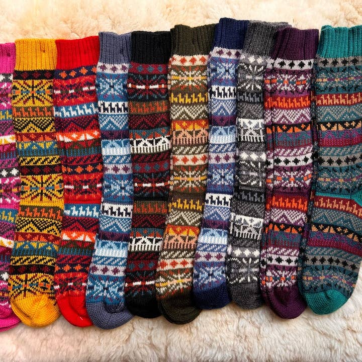 MODA LATINA - Wholesale Socks - Unisex - lot of 10 pairs colorfull alpaca socks