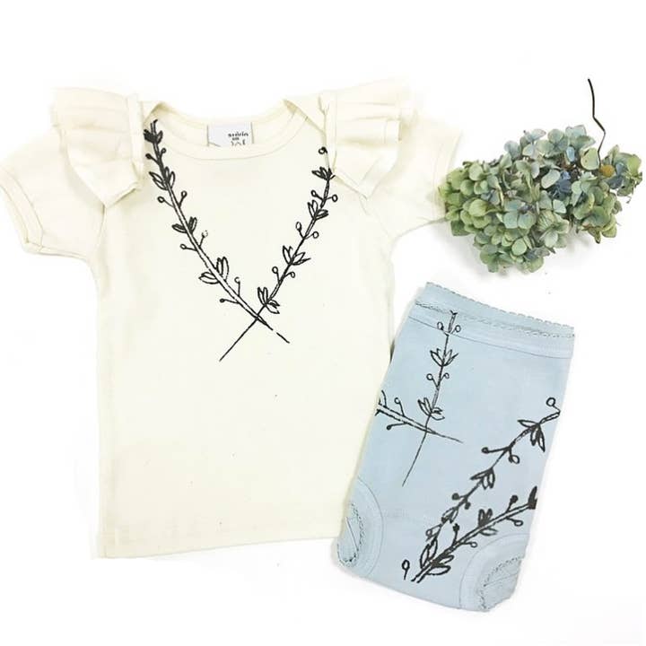 REMOVED BRAND - Wholesale Underwear/Diaper Cover - Baby - Organic Bloomer - Plant Vine Print1