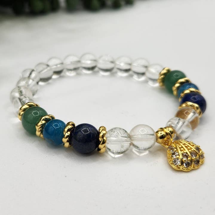 Meraki Gemstones - Wholesale Beaded bracelet - CALM WATERS-C. Quartz/Blue Apatite/Aventurine/Lapis Bracelet3