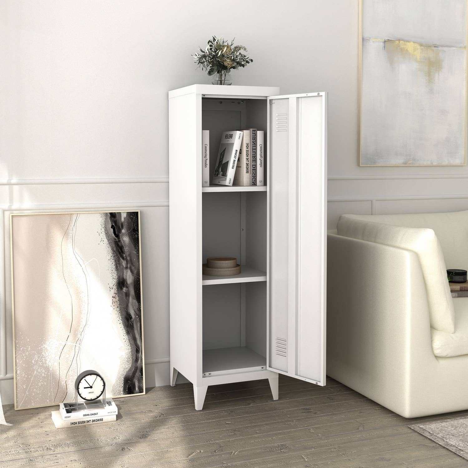 HOMYCASA DESIGN INC - Wholesale Cabinet - Multifuction 3-Tier Single Door Metal Storage Cabinet3