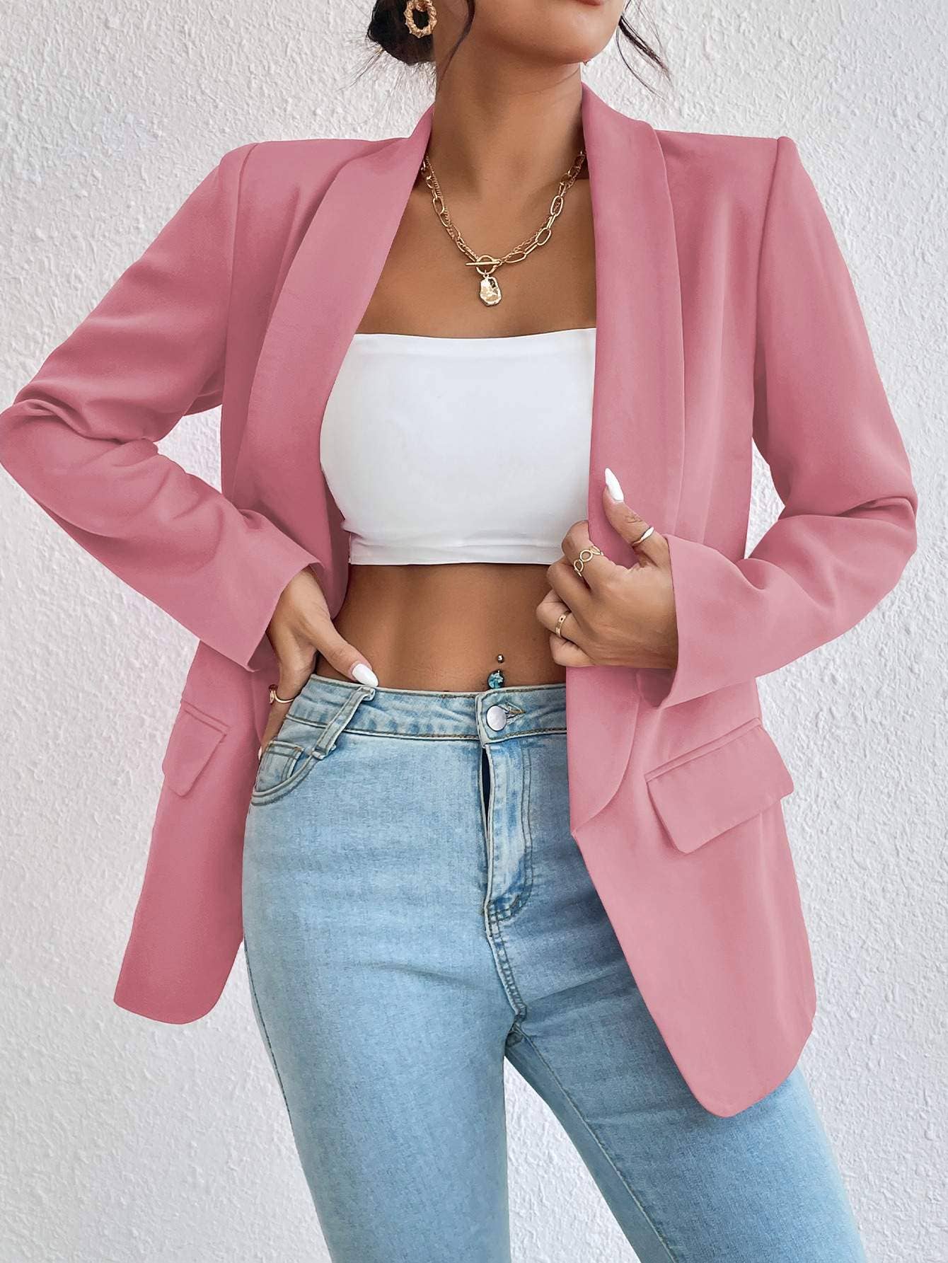Flarix - Vente Blazer – femme - blazer à col châle uni4