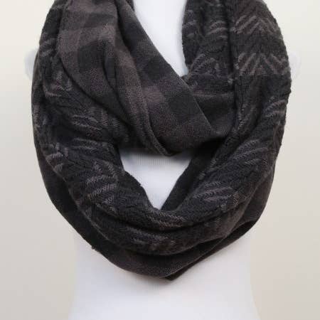 Hana - Wholesale Scarf - Women's - Plaid and Mixed Pattern Winter Infinity Scarf