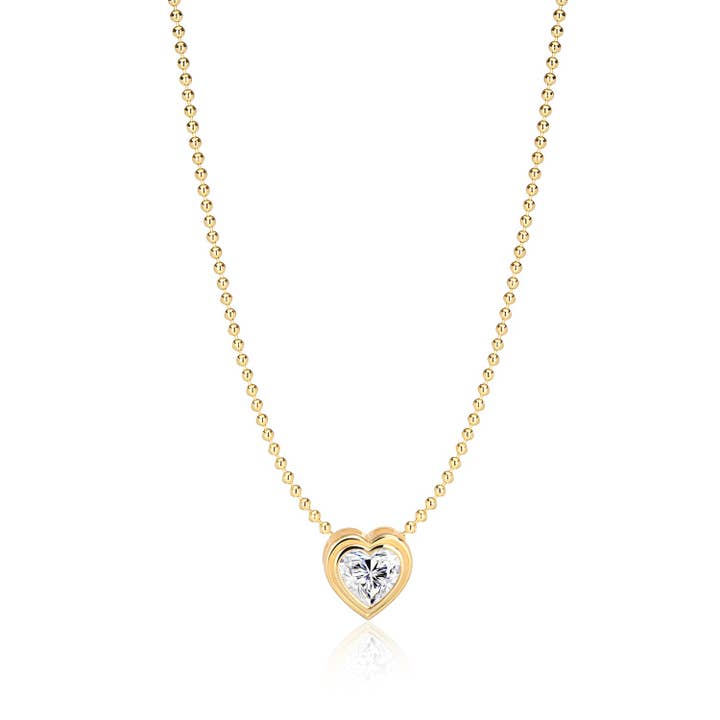 14-Cubic Zircon Heart Sterling silver Necklace for wholesale by NYMAN JEWELERS