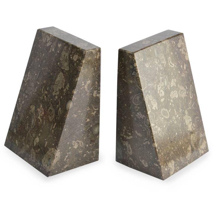 British Fossils - Wholesale Bookend - Marble Wedge Bookends4