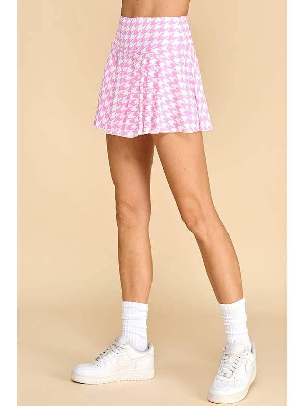 TCEC - Wholesale Skirt - Women's - CS3720-Motion Houndstooth Patterned Athleisure Skirt