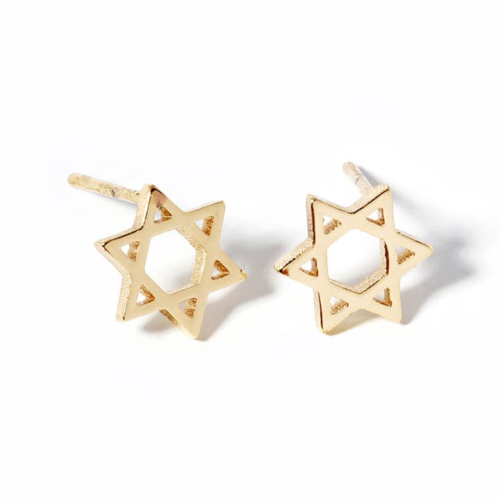 Sensibling Corp. - Wholesale Stud/Post Earrings - White / Gold Dipped Star of David Stud Earrings