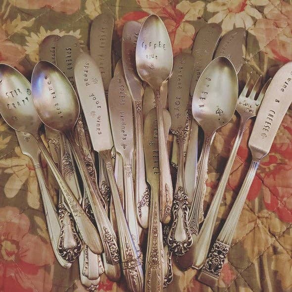 juNxtaposition® - Wholesale Table Spoon (Cutlery) - hand stamped vintage spoon TEA TIME4