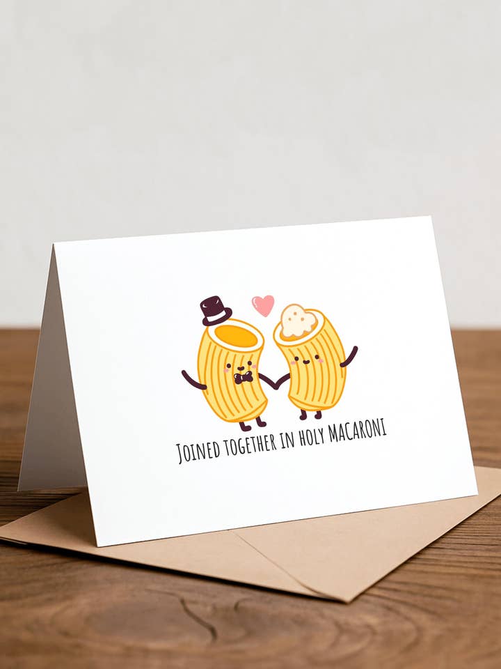 Heliga Makaronibröllopskort: Skämtsam Bröllopsduschhälsning för wholesale av Chewy Lemon Studio