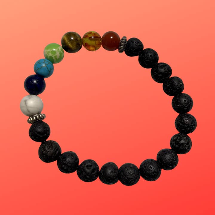 Gifted Hands Jewelry - Wholesale Beaded Bracelet - 7 Chakra Lava Rock Diffuser Beaded Bracelet0