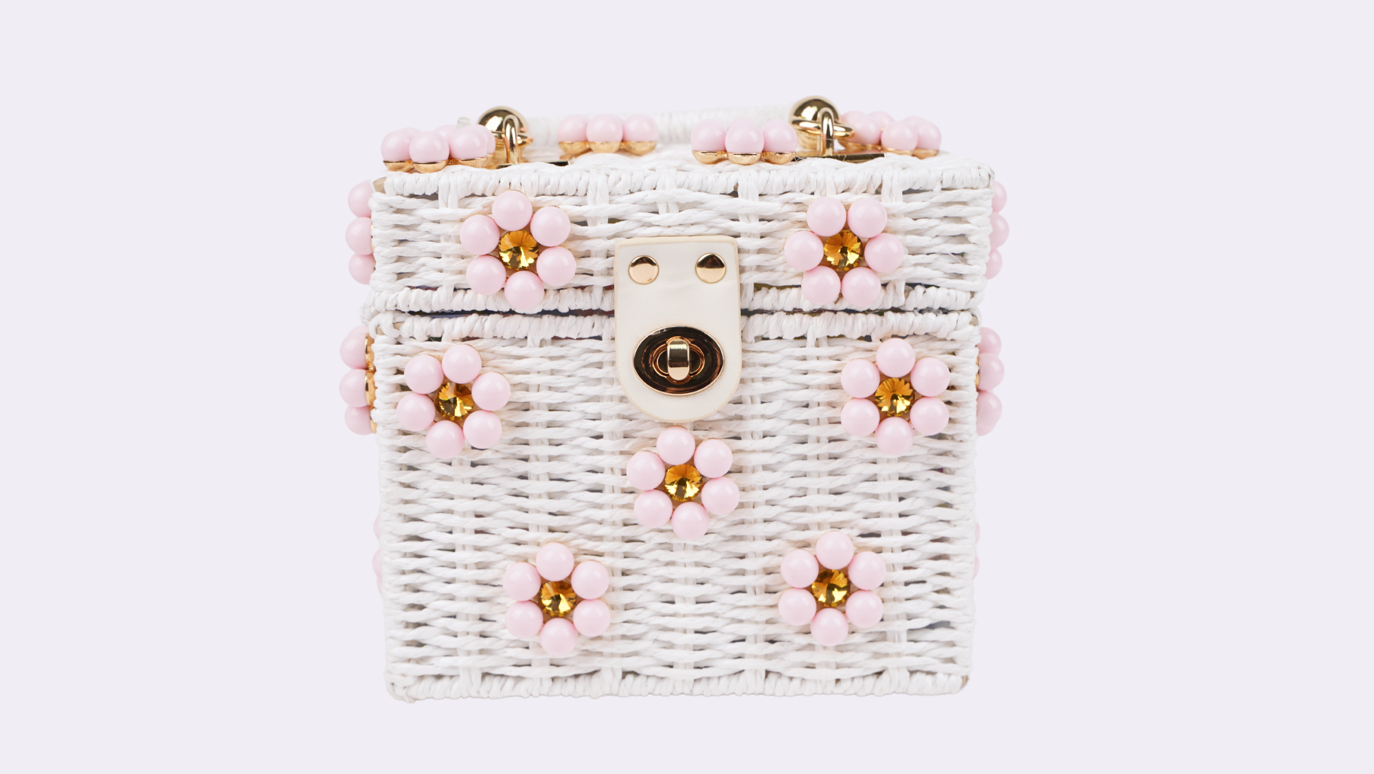 By Jenna Lee - Wholesale Top Handle Bag - Women's - Wicker Bucket Daisy Flower Purse5