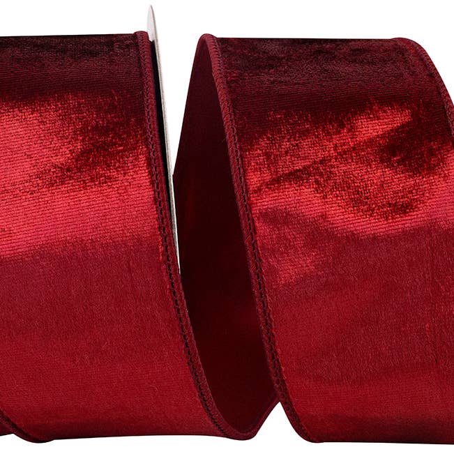 Designer Plush Velvet Elite Wired Edge, Ruby, 2-1/2 In for wholesale by RELIANT RIBBON