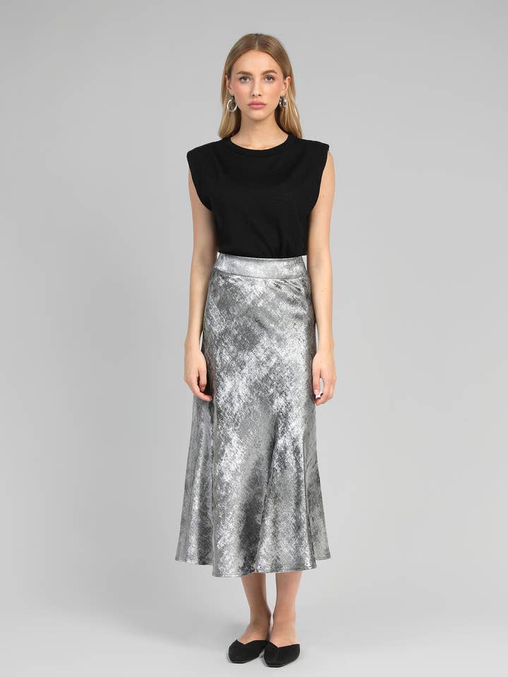 JANYMA MIDI SKIRT silver for wholesale by An'ge