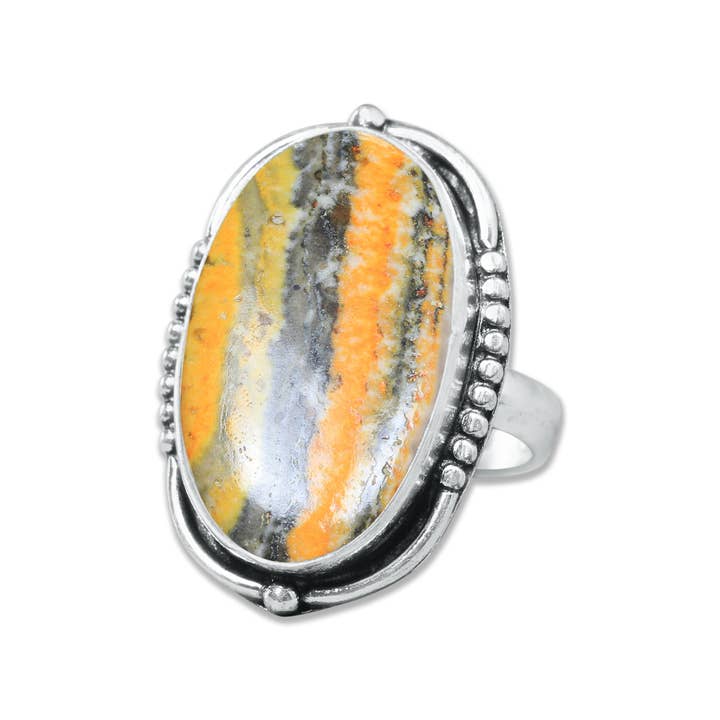 Handmade Jewels - Wholesale Cocktail/Statement Ring - Bumblebee Jasper Rings – Handmade, Silver-Plated, Designer (Made to Order)13