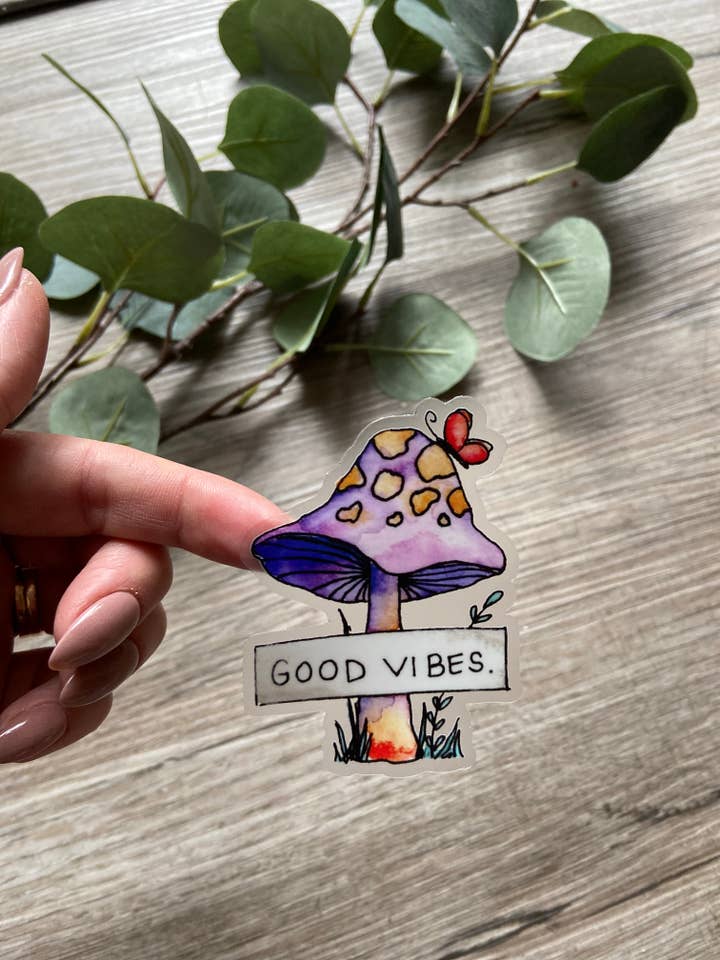 Sticker - Good Vibes Clear Vinyl Sticker for wholesale by Ink + Splash