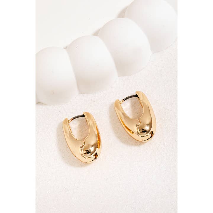 Metallic Oval Hinge Hoop Earrings for wholesale by The Looks by Fame Accessories