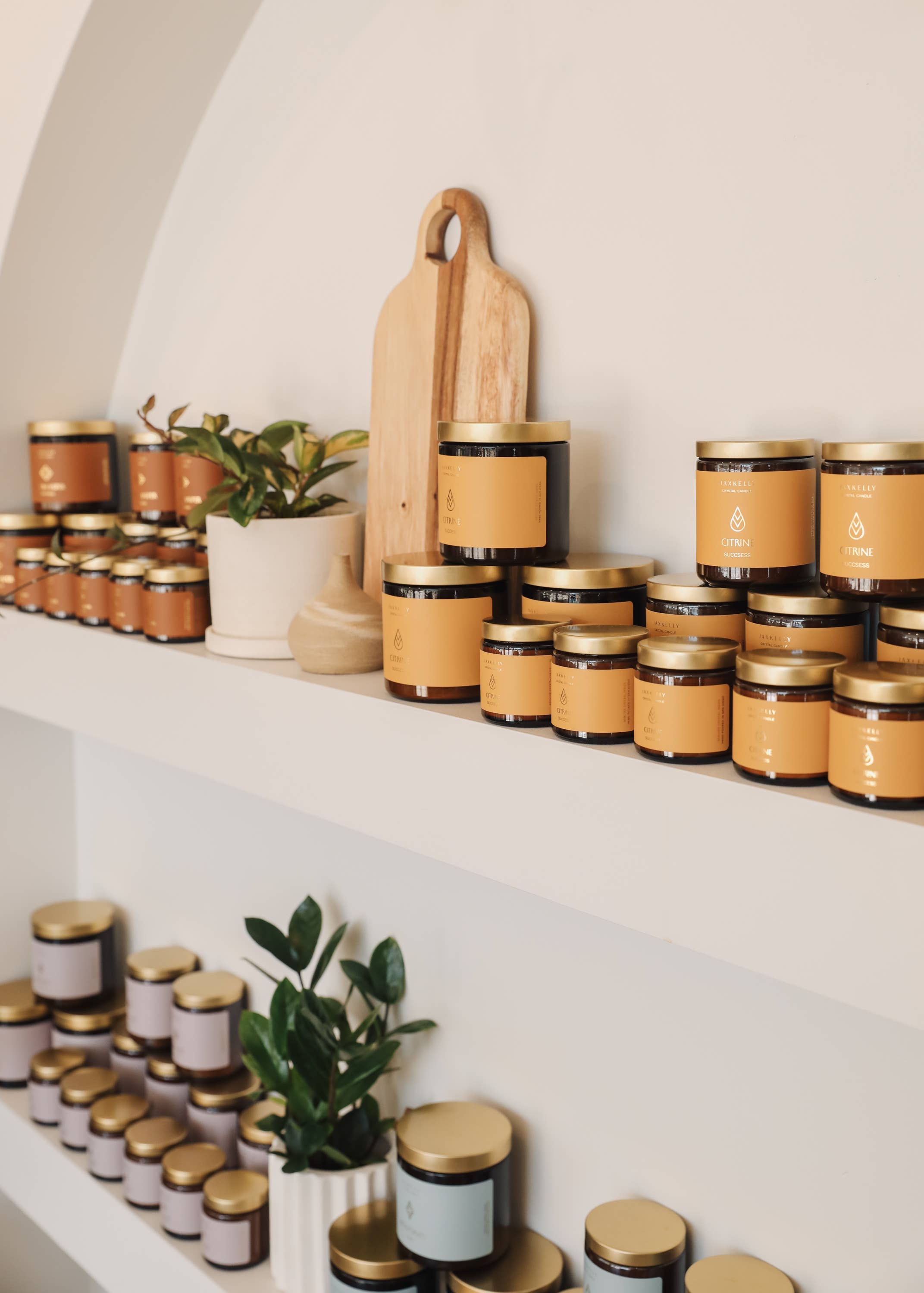 JaxKelly Candles - Wholesale Jar/Filled Candle - 4oz Amber Crystal Candles - Citrine - Success6