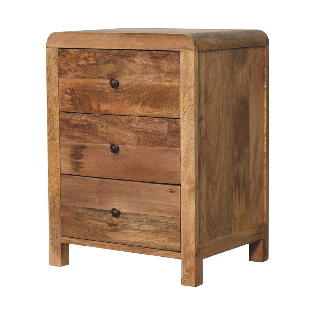 HomeRoots – wholesale Bedroom furniture – 24" Oak Solid Wood Three Drawer Nightstand3