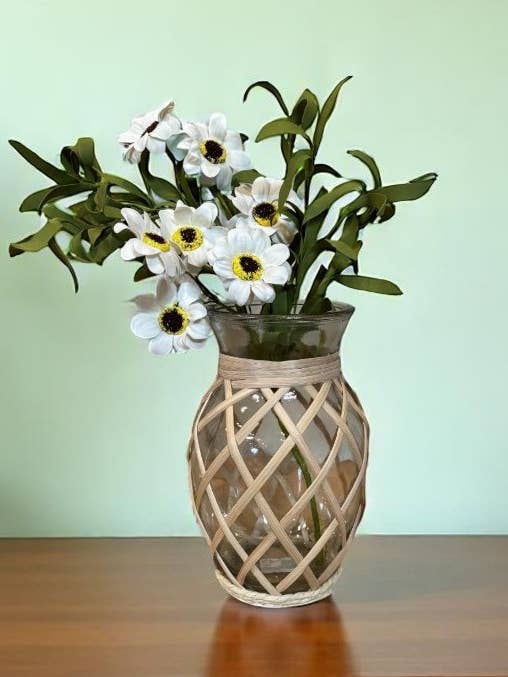 Rattan Glass Vase for wholesale by DNS Designs
