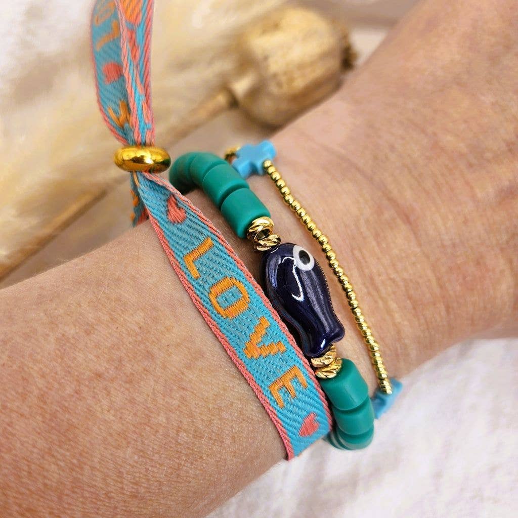 Ibiza Boutique - Wholesale Beaded Bracelet - Ibiza bracelet fish green blue1