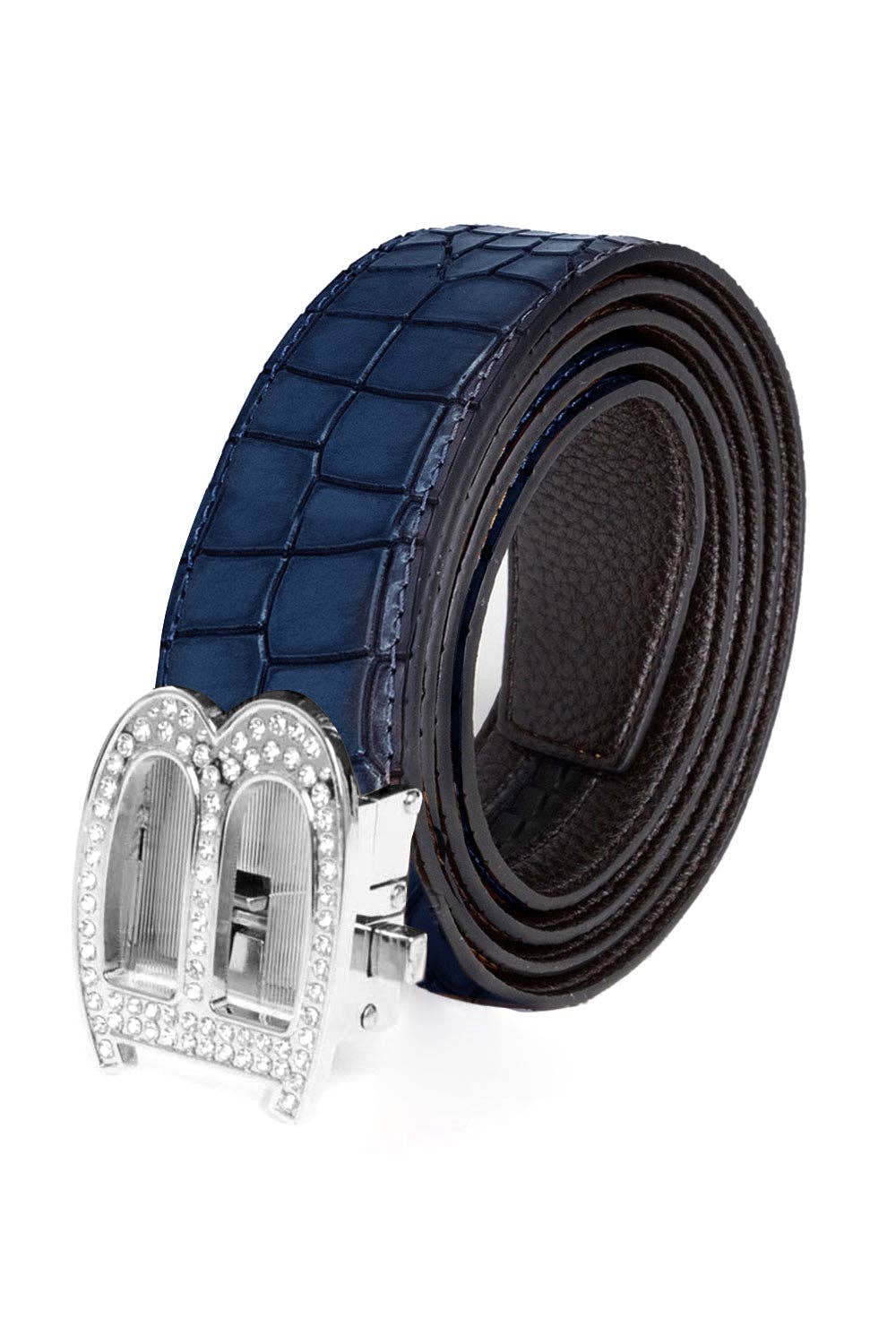 BARABAS – wholesale Belt – Men's – Men's Rhinestone B Letter Buckle Leather Belt BK81018
