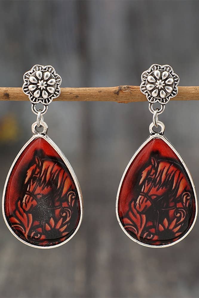 Brun Hestemønster øreringe SP471 for engroshandel på Faire