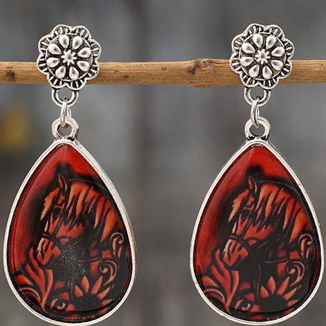 Brown Horse Pattern Earrings SP471 for wholesale on Faire