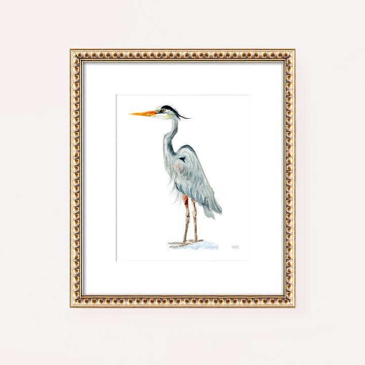 Watercolor Blue Heron No2 Art Print by Michelle Mospens for wholesale by Michelle Mospens