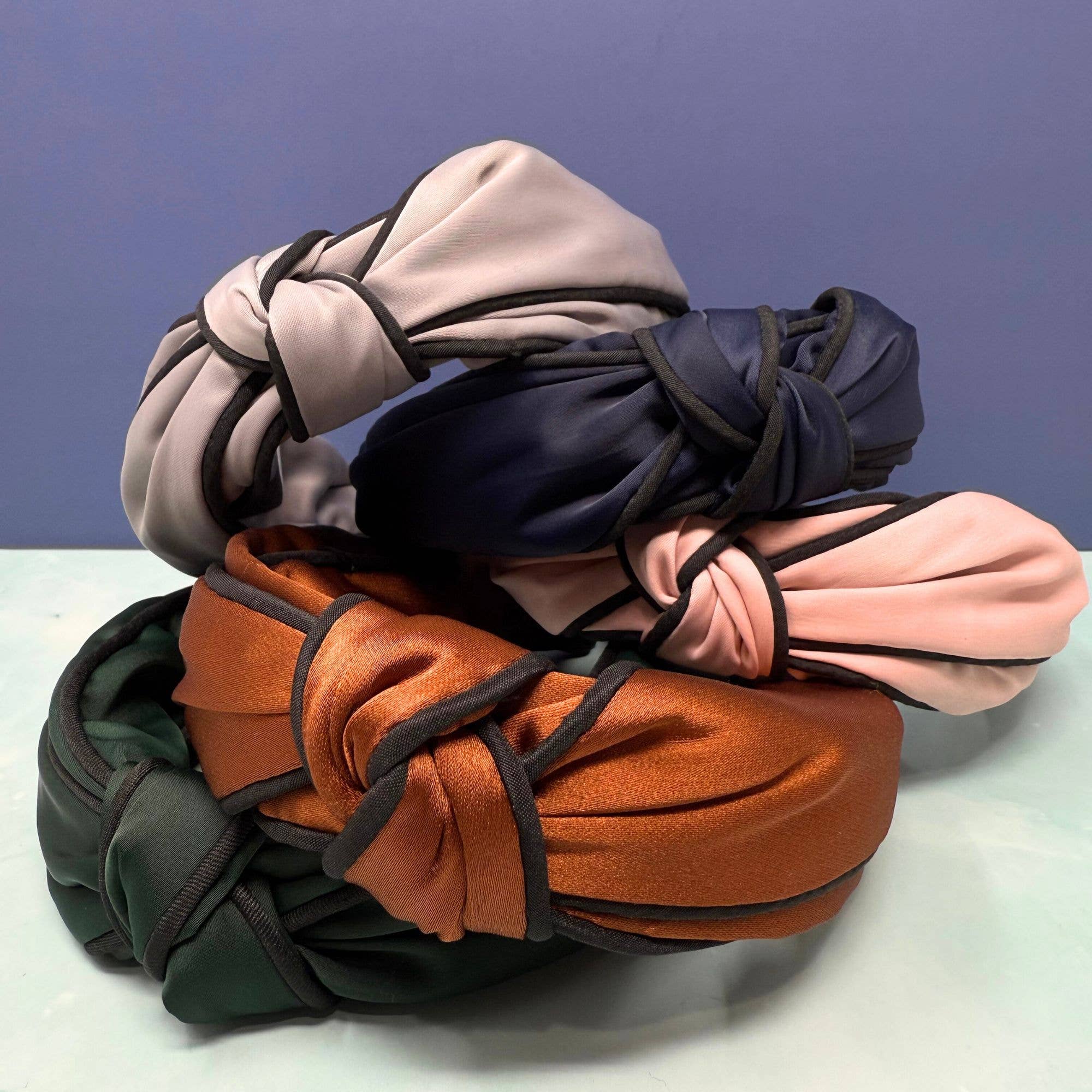 Rainbow Unicorn Birthday Surprise - Wholesale Fashion Headband - Women's - Satin Top Knot Headband with piping – Jewel Tones & Neutrals6