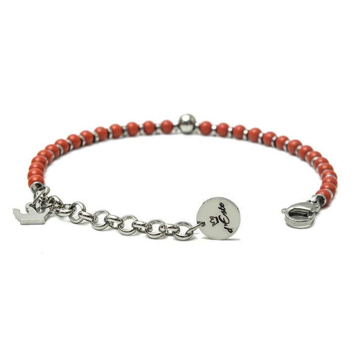Bracciale Corallo Rosso E Distanziali Acciaio per la vendita all'ingrosso da parte di d'Este