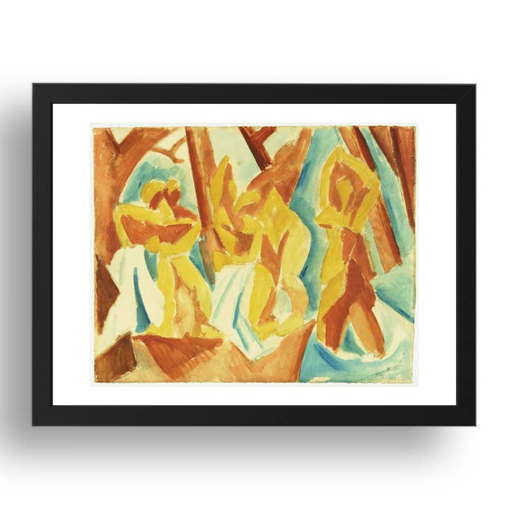 Pablo Picasso: Bathers in a Forest, modernist artwork, A3 Size Reproduction Poster Print in 17x13" Black Frame for wholesale by PERIOD PRINTS
