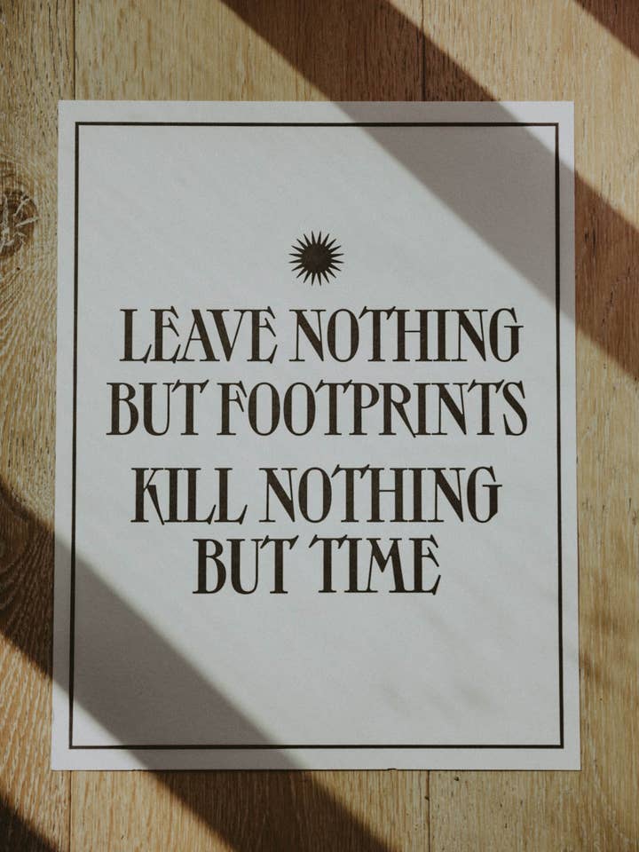 Letterpress: Leave Nothing But Footprints for wholesale by The Bee & The Fox