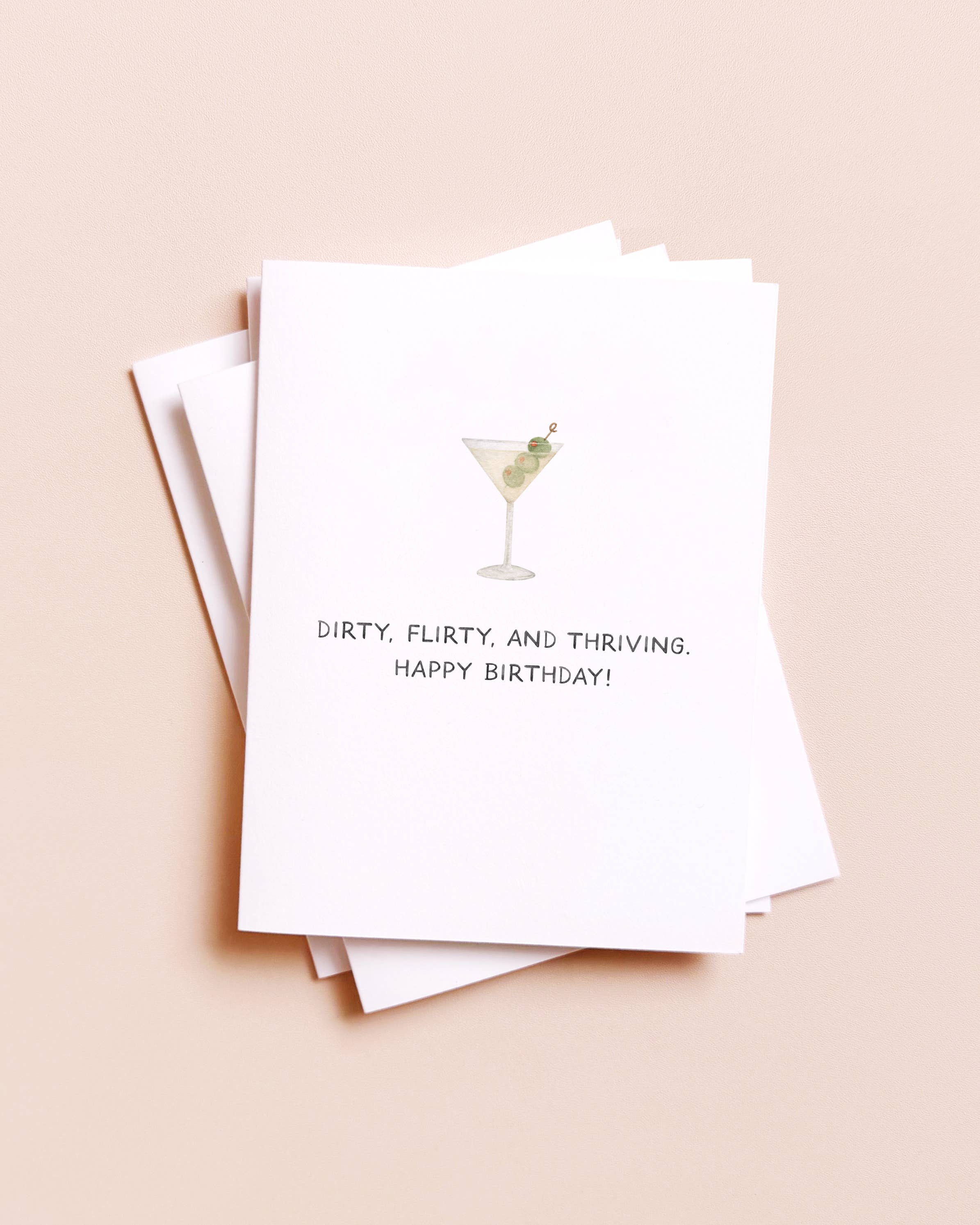Amy Zhang - Wholesale Birthday Card - Dirty, Flirty, Thriving — Millennial Martini Birthday Card